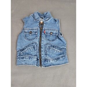 Levis Denim Trucker Jacket Baby 6 Blue Lightweight Full Zip Sawtooth Pockets‎